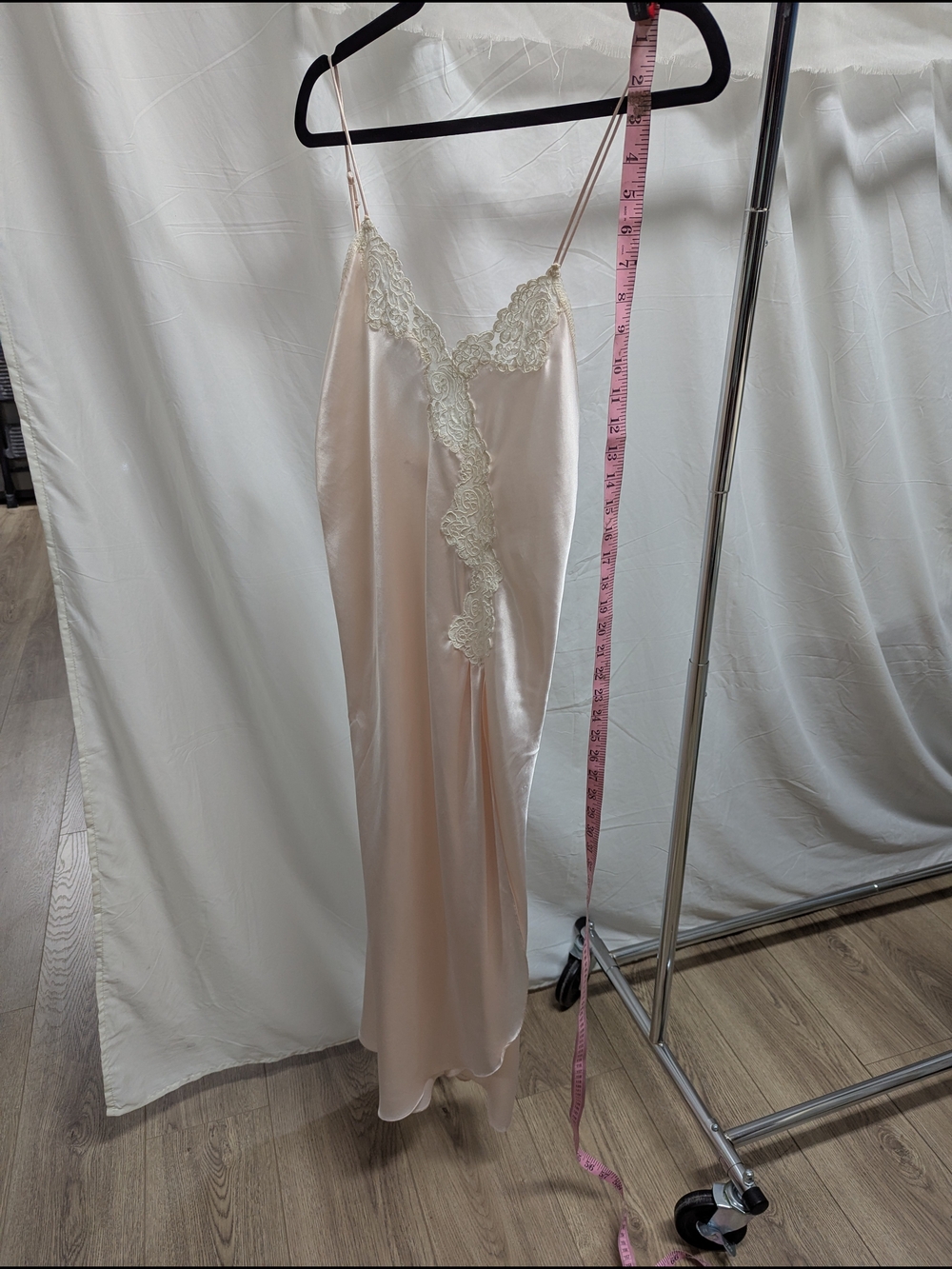 Silk-Feel Lace Trim Slip Dress - Blush